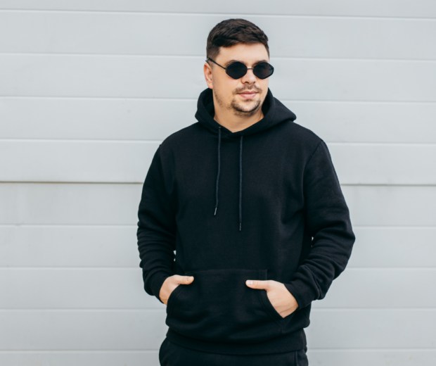 men Black hoodie